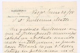 [Carta], 1878 ene. 30 Valparaíso, Chile <a> Guillermo Matta