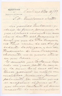 [Carta], 1877 nov. 10 Santiago, Chile <a> Guillermo Matta