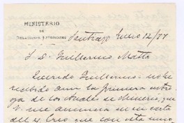 [Carta], 1877 ene. 12 Santiago, Chile <a> Guillermo Matta