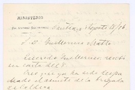[Carta], 1876 ago. 18 Santiago, Chile <a> Guillermo Matta