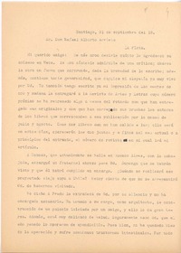 [Carta], c.1918 sep. 21 Santiago, Chile <a> Rafael Alberto Arrieta