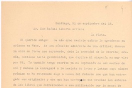 [Carta], c.1918 sep. 21 Santiago, Chile <a> Rafael Alberto Arrieta