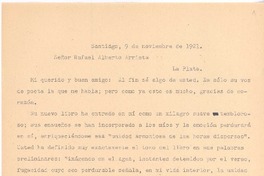 [Carta], 1921 nov. 9 Santiago, Chile <a> Rafael Alberto Arrieta