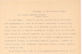 [Carta], 1945 oct. 21 Santiago, Chile <a> Rafael Alberto Arrieta