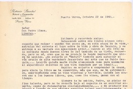 [Carta], 1960 oct. 22 Puerto Varas, Chile <a> Pedro Olmos