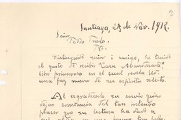 [Carta], 1912 nov. 23 Santiago, Chile <a> Pedro Prado