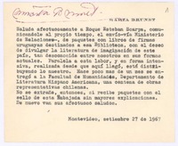 [Tarjeta], 1967 sep. 27 Montevideo, Uruguay <a> Roque Esteban Scarpa