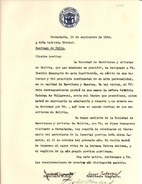 [Carta] 1954 sept. 12, Cochabamba, [Bolivia] [a] Gabriela Mistral, Santiago, Chile