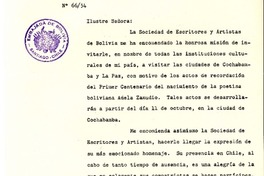[Carta] 1954 sept. 28, Chile [a] Gabriela Mistral