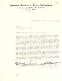 [Carta] 1955 sept. 17, La Paz, [Bolivia] [a] Gabriela Mistral, New York, [EE.UU.]