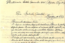 [Carta] 1935 nov. 3, Penitenciaría, Cordoba [a] Gabriela Mistral, Chile
