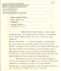 [Carta] 1942, Santa Fe, [Argentina] [a] Gabriela Mistral, Petrópolis, [Brasil]
