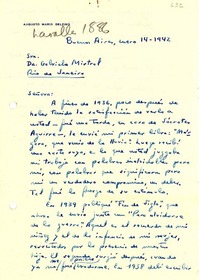 [Carta] 1942 ene. 14, Buenos Aires [a] Gabriela Mistral, Rio de Janeiro