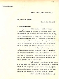 [Carta] 1942 mar. 9, Buenos Aires [a] Gabriela Mistral, Petrópolis [Brasil]
