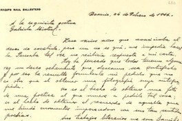 [Carta] 1944 feb. 26, Rosario, Argentina [a] Gabriela Mistral