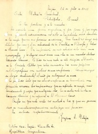 [Carta] 1944 jul. 12, Luján, [Argentina a] Gabriela Mistral, Petrópolis, Brasil