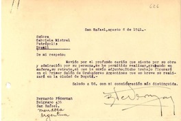 [Carta] 1941, San Rafael, Mendoza [a] Gabriela Mistral, Petrópolis, Brazil