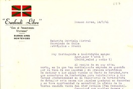 [Carta] 1941 sep. 14, Buenos Aires[a] Gabriela Mistral, Petrópolis, Brasil