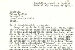 [Carta] 1944 mayo 19, Buenos Aires, [Argentina] [a] Palma Guillén
