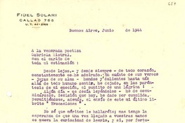 [Carta] 1944 jun., Buenos Aires, [Argentina] [a] Gabriela Mistral