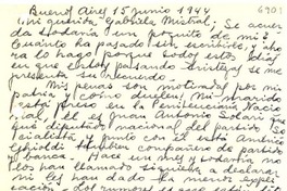 [Carta] 1944 jun. 15, Buenos Aires, [Argentina] [a] Gabriela Mistral