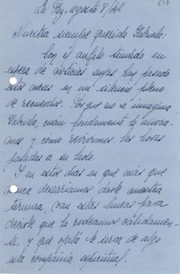 [Carta] 1944 ago. 8, La Paz, [Bolivia a] Gabriela Mistral