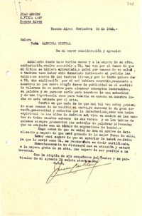 [Carta] 1944 nov. 22, Buenos Aires [a] Gabriela Mistral