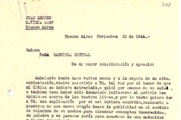 [Carta] 1944 nov. 22, Buenos Aires [a] Gabriela Mistral