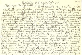 [Carta] 1944 ago. 25, Buenos Aires [a] Gabriela Mistral