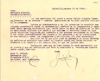 [Carta] 1944 ago. 29, Saladillo, Buenos Aires [a] Gabriela Mistral, Petrópolis, Brasil