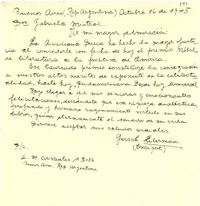 [Carta] 1945 oct. 16, Buenos Aires, [Argentina] [a] Gabriela Mistral