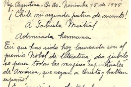 [Carta] 1945 nov. 15, Buenos Aires, [Argentina] [a] Gabriela Mistral