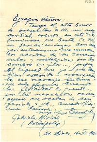 [Carta] 1945, nov. 11, Buenos Aires [a] Gabriela Mistral, Petrópolis [Brasil]