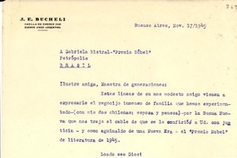 [Carta] 1945 nov. 17, Buenos Aires, Argentina [a] Gabriela Mistral, Petrópolis, Brasil