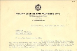 [Carta] 1945 nov. 28, San Fancisco, [Córdoba, Argentina a] Gabriela Mistral, Santiago de Chile
