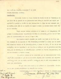 [Carta] 1945 dic. 1, San José del Rincón, Santa Fé, [Argentina] [a] Gabriela Mistral, Petrópolis, [Brasil]
