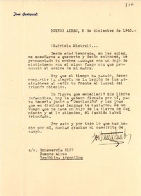 [Carta] 1945 dic. 2, Buenos Aires, Argentina [a] Gabriela Mistral
