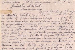 [Carta] 1945 dic. 11, Buenos Aires, Argentina [a] Gabriela Mistral