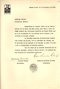 [Carta] 1945 nov. 21, Buenos Aires [a] Gabriela Mistral