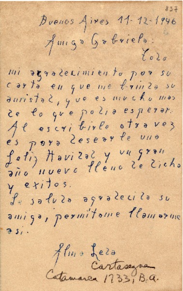 [Carta] 1946 dic. 11, Buenos Aires [a] Gabriela Mistral