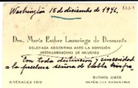 [Carta] 1946 dic. 15, Washington, EE.UU. [a] Gabriela Mistral, Washington, EE.UU.