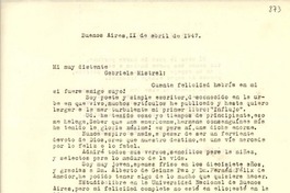 [Carta] 1947, abr. 2, Buenos Aires [a] Gabriela Mistral