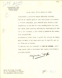 [Carta] 1946 mar. 23, Nueva York, [EE.UU.] [a] Gabriela Mistral, Consulado de Chile, Los Angeles, California, [EE.UU.]