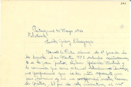 [Carta] 1946 mayo. 31, Patagones, Buenos Aires, [Argentina] [a] Lucila Godoy Alcayaga