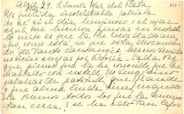 [Carta] 1946 abr. 29, Mar del Plata, [Argentina a] Gabriela Mistral