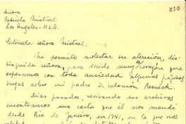 [Carta] 1947 abr. 22, Buenos Aires, Argentina [a] Señora Gabriela Mistral, Los Angeles, USA