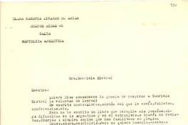 [Carta] 1950 ene. 24, Salta, [Argentina a] Gabriela Mistral