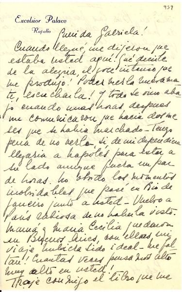 [Carta] [1951?] sept. 4, Hotel de la Tremoille, Paris, [Francia] [a] Gabriela [Mistral]