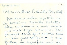 [Carta] 1949, ago., Provincia de Buenos Aires, Rca. Argentina [a] Gabriela Mistral