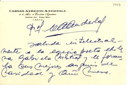 [Tarjeta] 1953 abr. 22, Ramos Mejía, [Argentina] [a] Gabriela Mistral